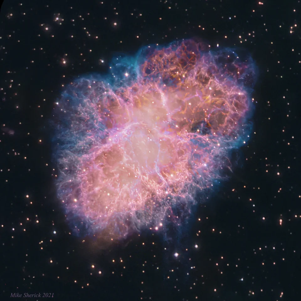 电离硫、氢、氧原子波段的蟹状星云M1