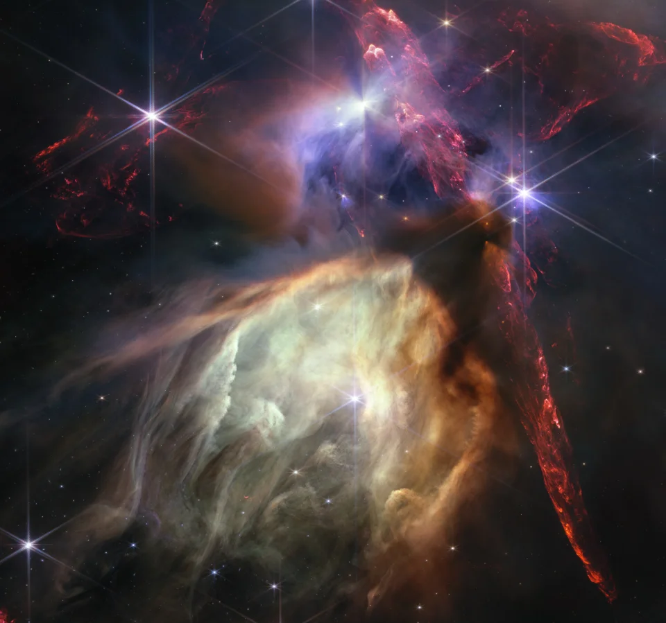 韦伯望远镜拍摄到壮观的蛇夫座Rho星云
