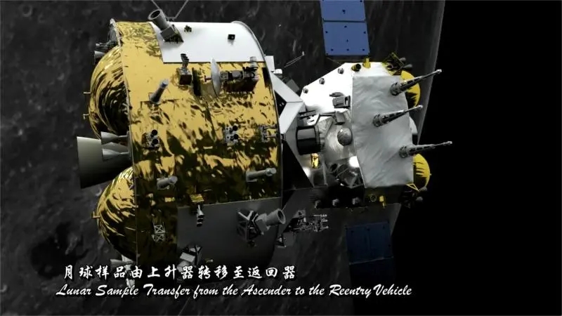 嫦娥五号上升器成功与轨道器和返回器组合体交会对接